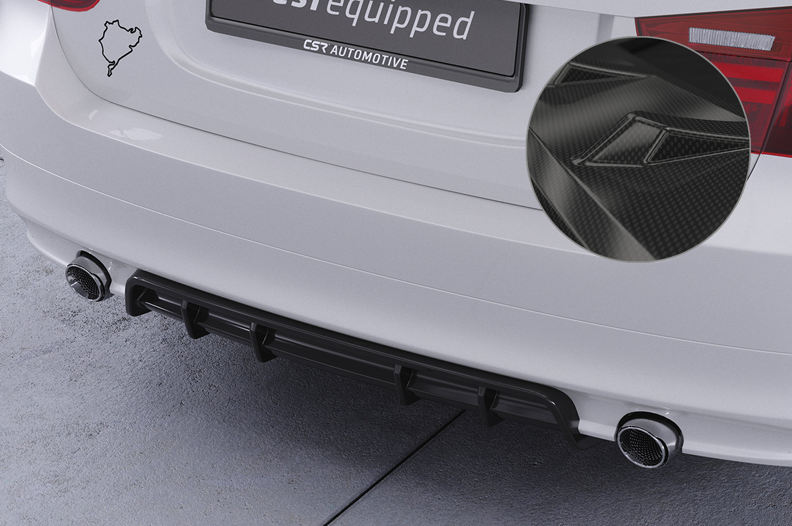 CSR Diffusor | Heckansatz mit ABE für BMW 3er E90 / E91 HA435-C Carbon Look Hochglanz (keine Lackierung erforderlich)