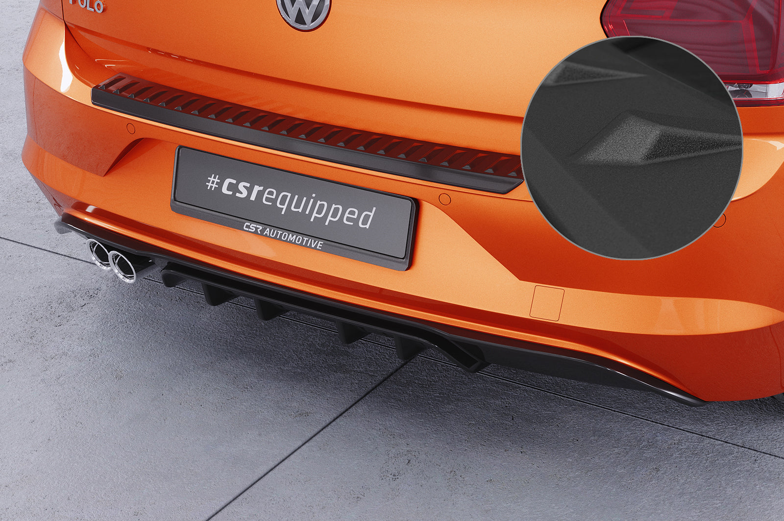 CSR Diffusor | Heckansatz mit ABE für VW Polo 6 2G (Typ AW) GTI HA442-S Strukturiert schwarz matt (keine Lackierung erforderlich)