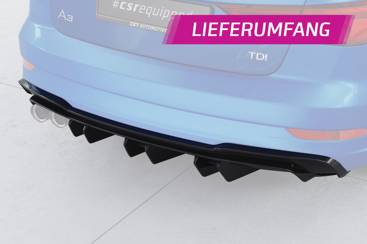 CSR Diffusor | Heckansatz mit ABE für Audi A3 8V S-Line Limo / Cabrio HA448