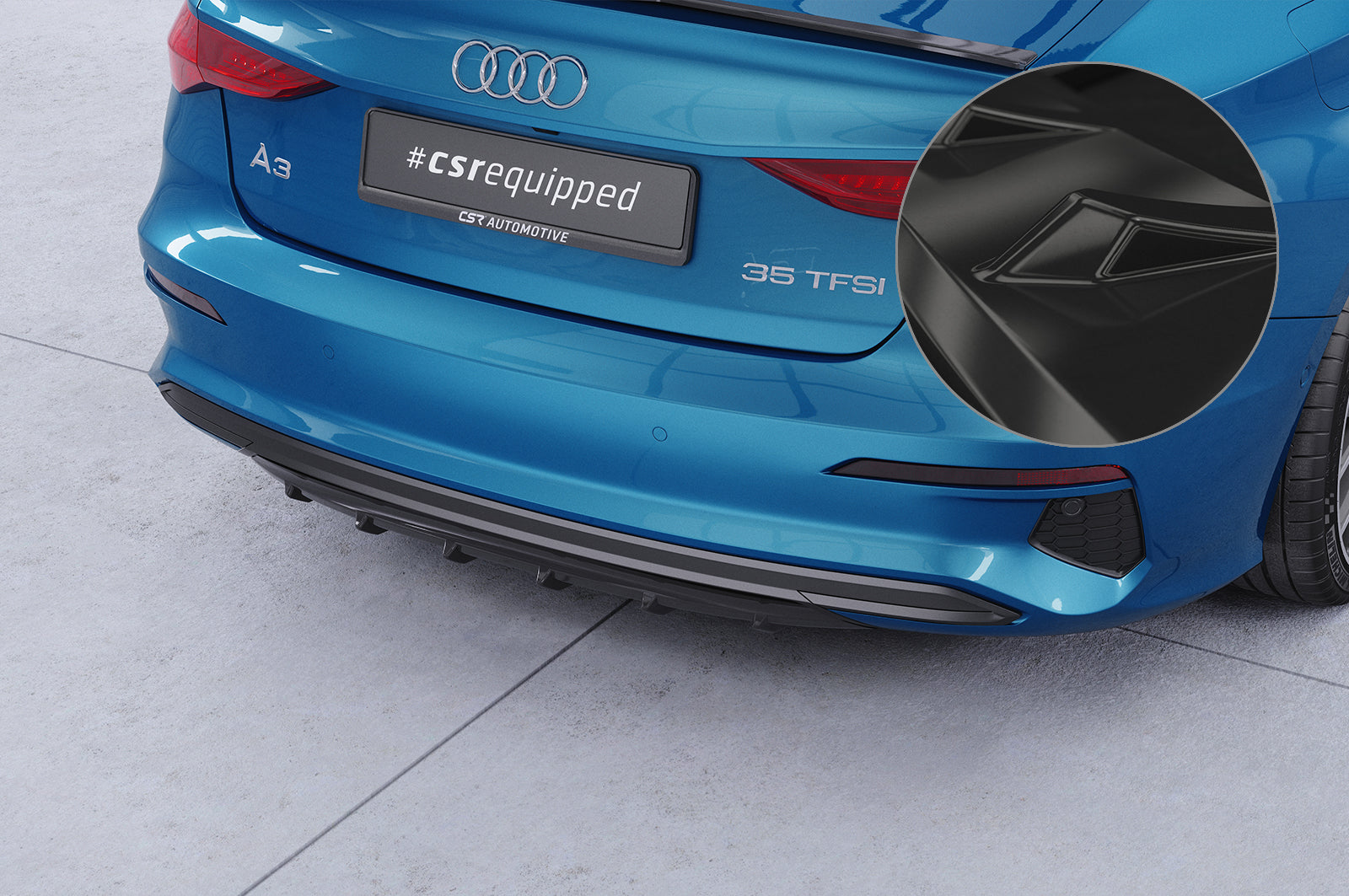 CSR Diffusor | Heckansatz mit ABE für Audi A3 8Y HA449-G Glossy schwarz Hochglanz (keine Lackierung erforderlich)