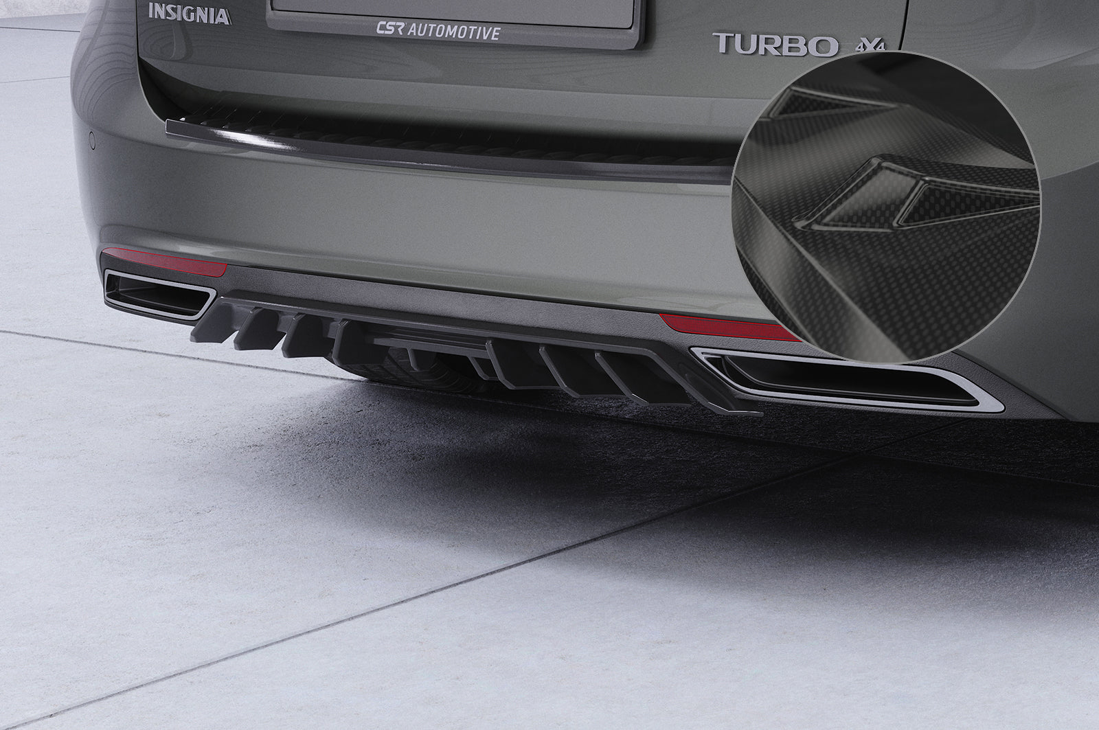 CSR Diffusor | Heckansatz mit ABE für Opel Insignia B Sports Tourer HA455-C Carbon Look Hochglanz (keine Lackierung erforderlich)