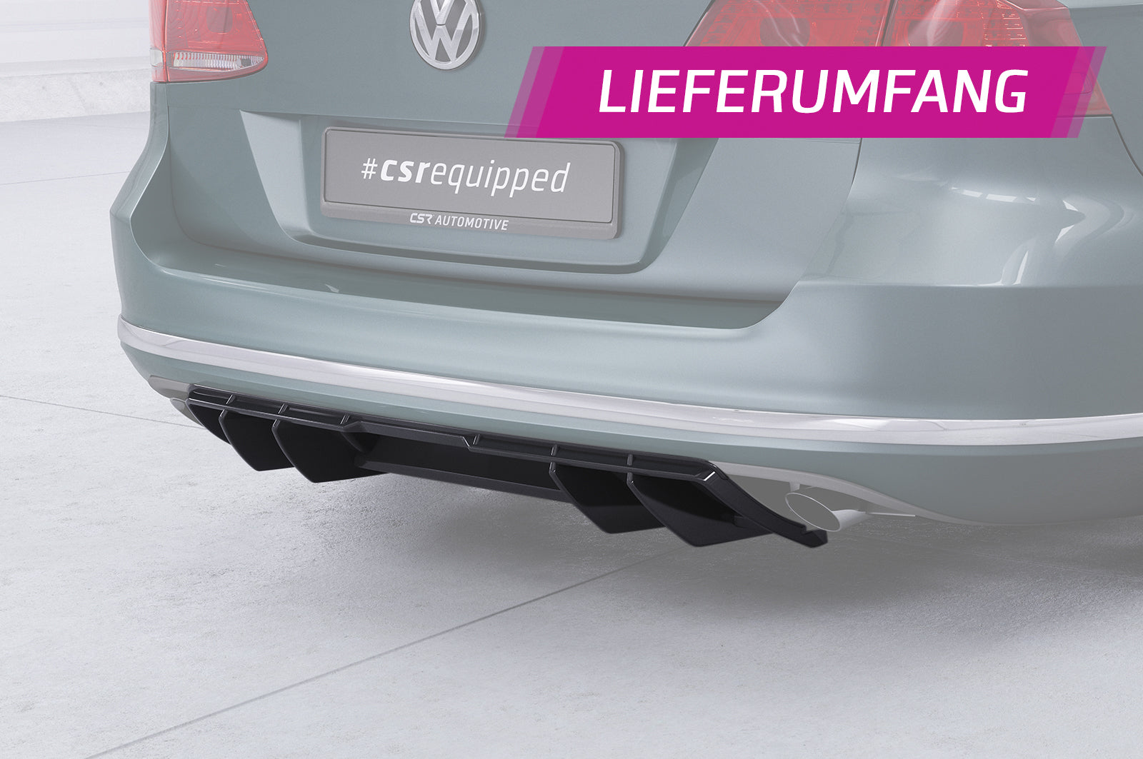 CSR Diffusor | Heckansatz mit ABE für VW Passat B7 (Typ 3C) Variant HA460-G Glossy schwarz Hochglanz (keine Lackierung erforderlich)