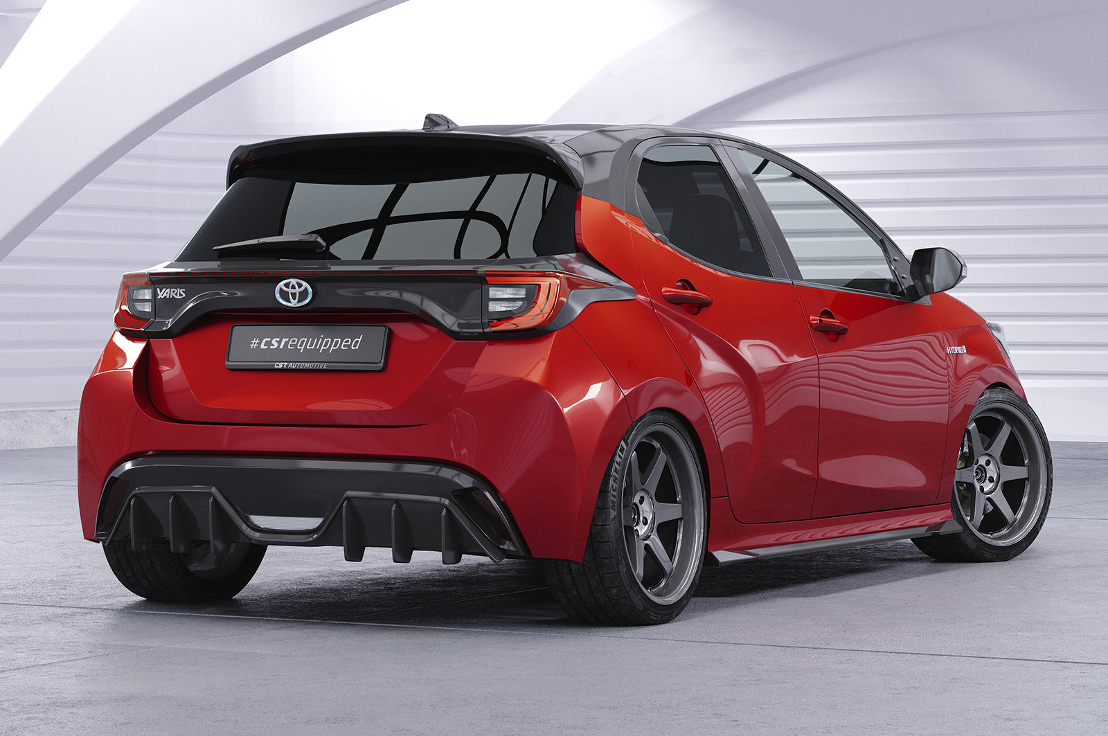 CSR Heckspoiler | Heckflügel mit ABE für Toyota Yaris 4 / Mazda 2 (XP21) HF025-L Unlackiert roh (Lackierung erforderlich)