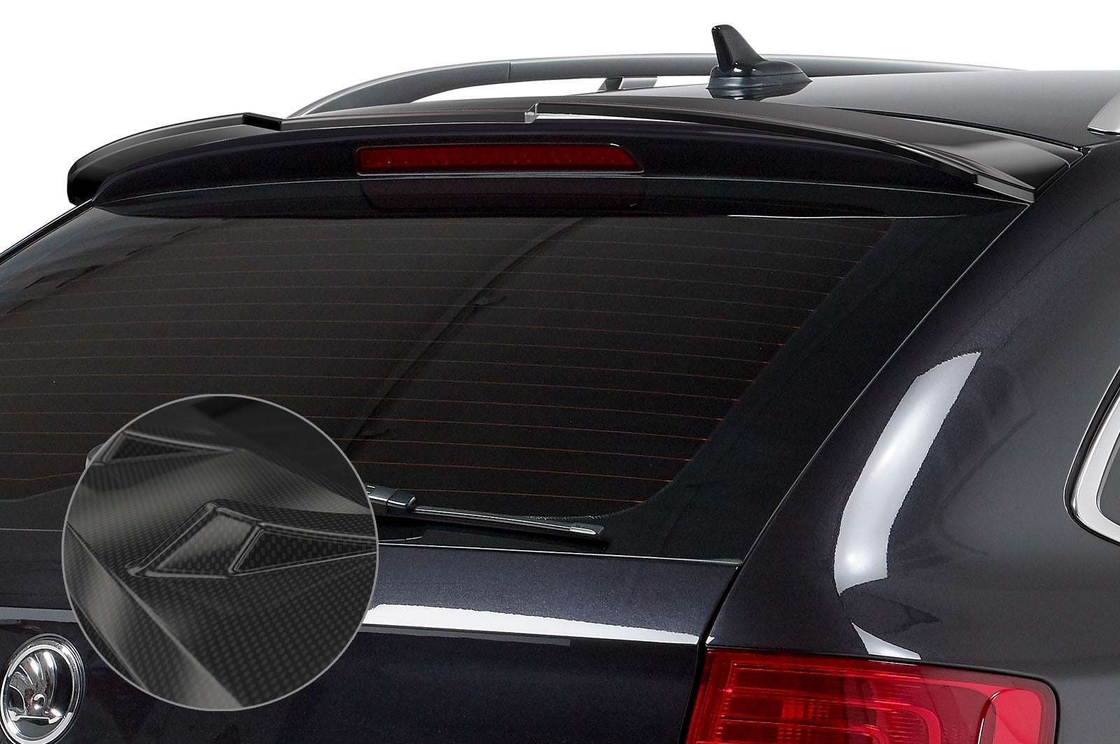 CSR Heckspoiler | Heckflügel mit ABE für Skoda Superb II (Typ 3T) Kombi HF691-C Carbon Look Hochglanz (keine Lackierung erforderlich)