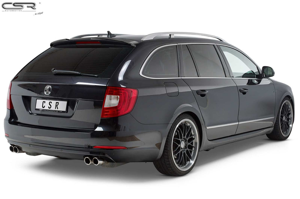 CSR Heckspoiler | Heckflügel mit ABE für Skoda Superb II (Typ 3T) Kombi HF691-C Carbon Look Hochglanz (keine Lackierung erforderlich)