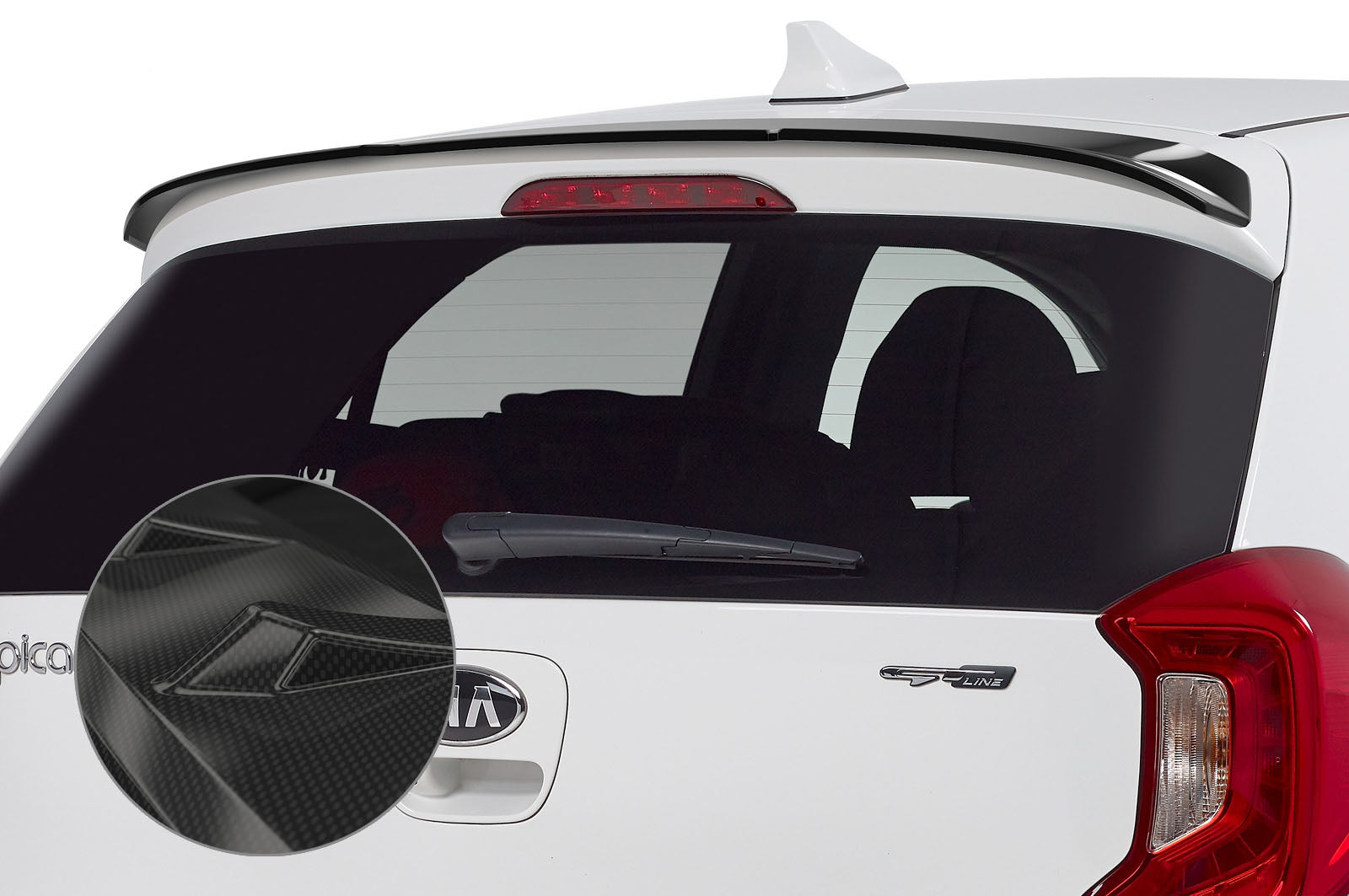 CSR Heckspoiler | Heckflügel mit ABE für Kia Picanto (JA) HF705-C Carbon Look Hochglanz (keine Lackierung erforderlich)