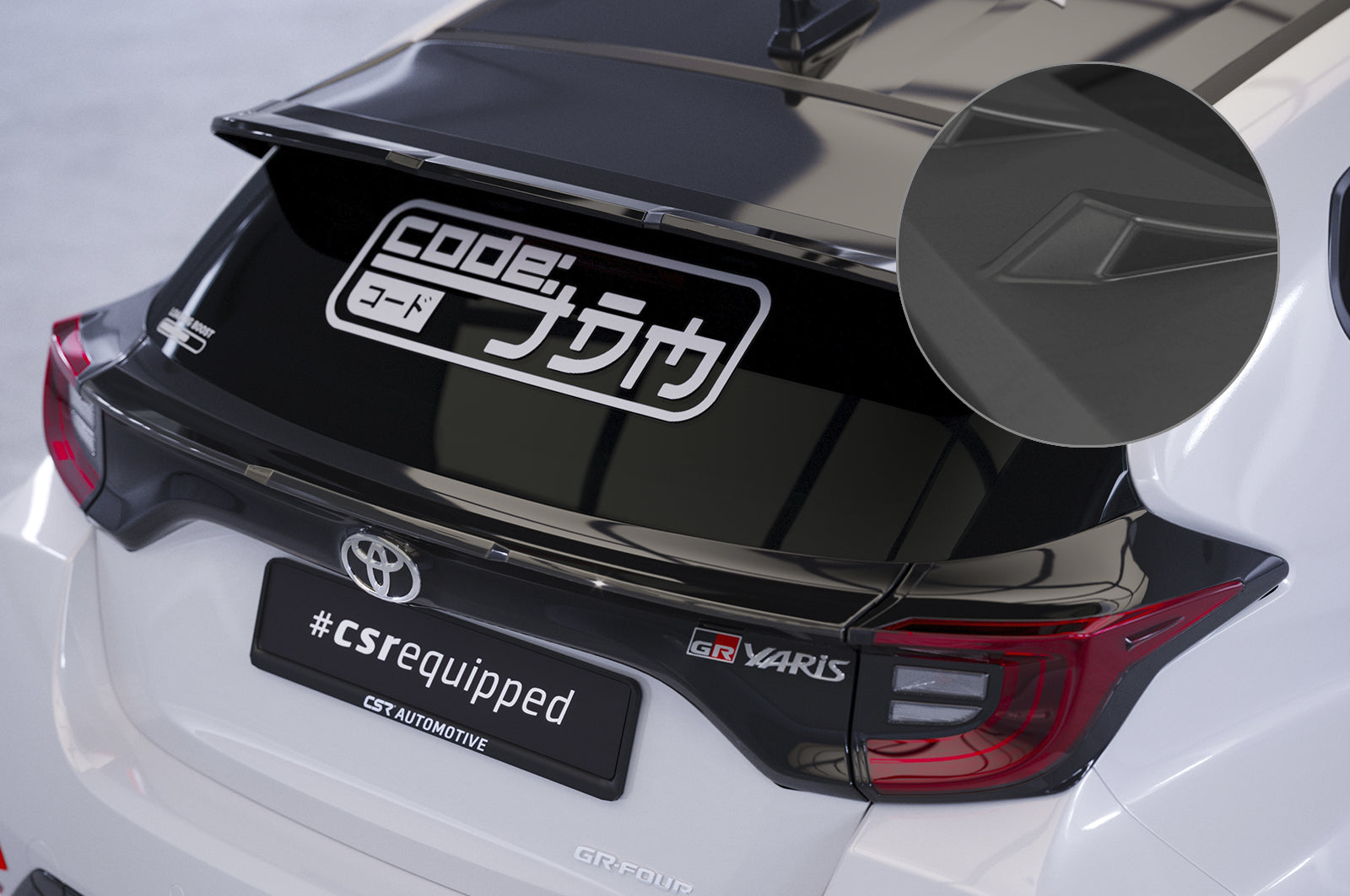 CSR Heckspoiler | Heckflügel mit ABE für Toyota GR Yaris (Typ XP21) HF845-L Unlackiert roh (Lackierung erforderlich)