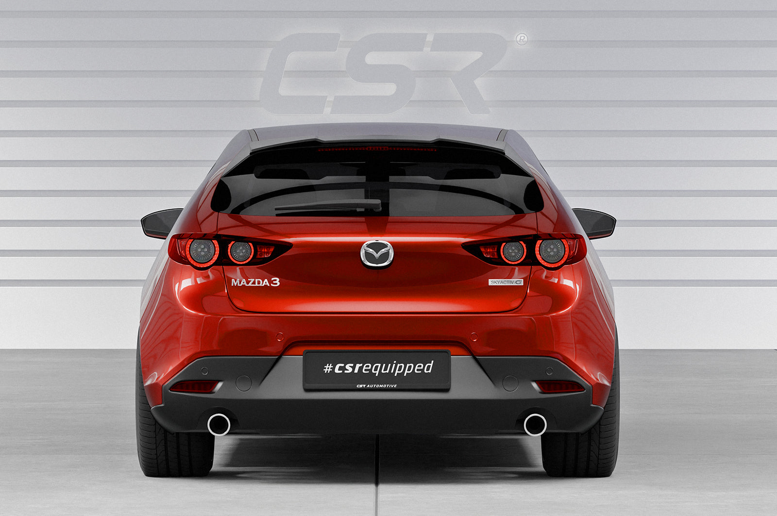 CSR Heckspoiler | Heckflügel mit ABE für Mazda 3 (Typ BP) Schrägheck HF894-S Strukturiert schwarz matt (keine Lackierung erforderlich)
