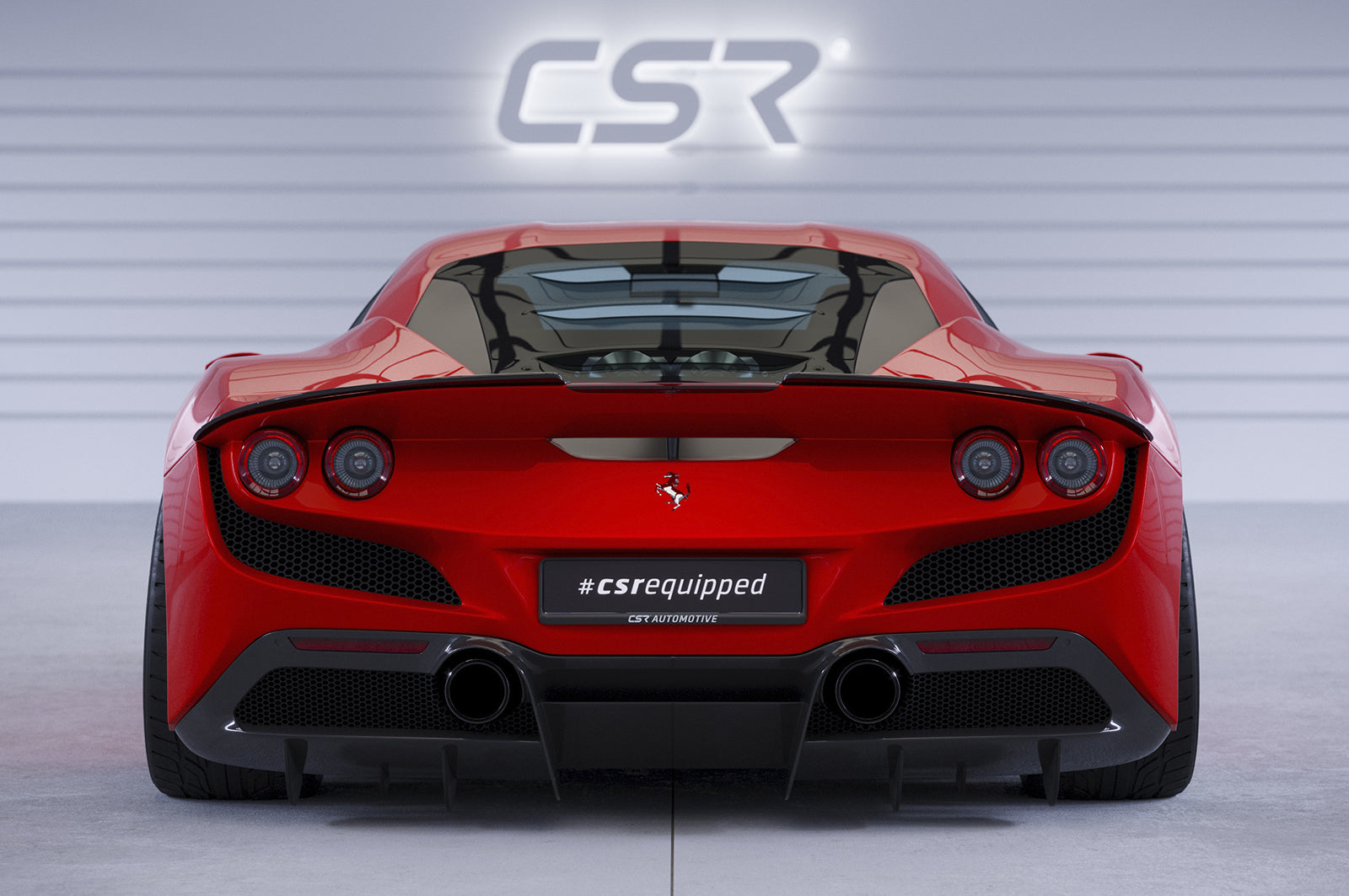 CSR Heckspoiler | Heckflügel mit ABE für Ferrari F8 Tributo / Spider HF908-C Carbon Look Hochglanz (keine Lackierung erforderlich)
