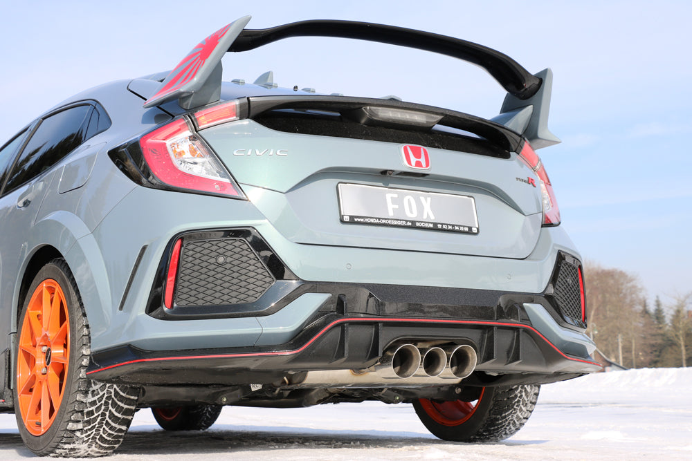 Fox passend fürHonda Civic X Type R Endschalldämpfer quer Ausgang rechts/links  - 100-90-100 Typ 25 mittig