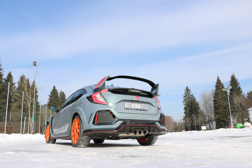 Fox passend fürHonda Civic X Type R Endschalldämpfer quer Ausgang rechts/links  - 100-90-100 Typ 25 mittig