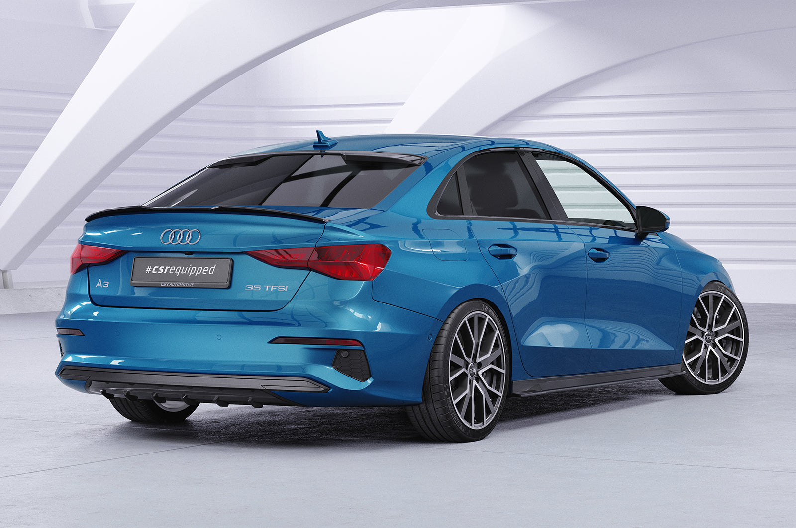 CSR Heckscheibenblende mit ABE für Audi A3 / S3 / RS3 (8Y) Limousine HSB086-L Unlackiert roh (Lackierung erforderlich)