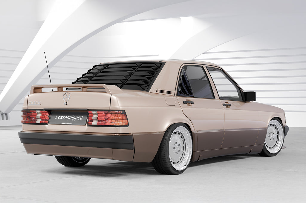 CSR Heckscheibenblend mit ABE für Mercedes Benz W201 / 190er HSB135-G Glossy schwarz Hochglanz (keine Lackierung erforderlich)