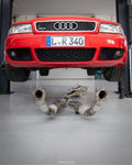 Fox passend für Audi S4/ RS4 B5 Downpipe 76mm mit ECE geprüften HJS Katalysatoren für K03, k04- und k06-Lader - mit Thermoisolierung - HJS Katalysatoren mit HD-Design (Dreifach-Folienwicklung, Drei Wickelzentren, optimierte Folienstruktur für maximale Dauerhaltbarke