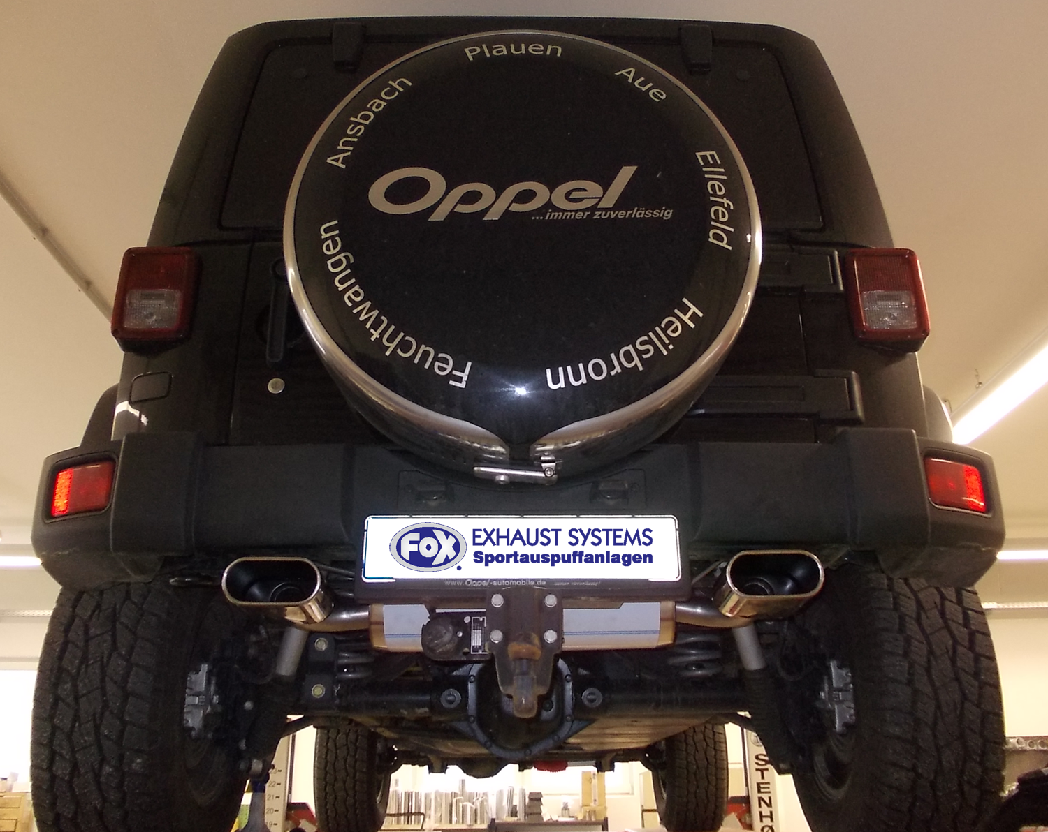 Fox passend fürJeep Wrangler III - JK Endschalldämpfer quer Ausgang rechts/links - 160x80 Typ 53 rechts/links