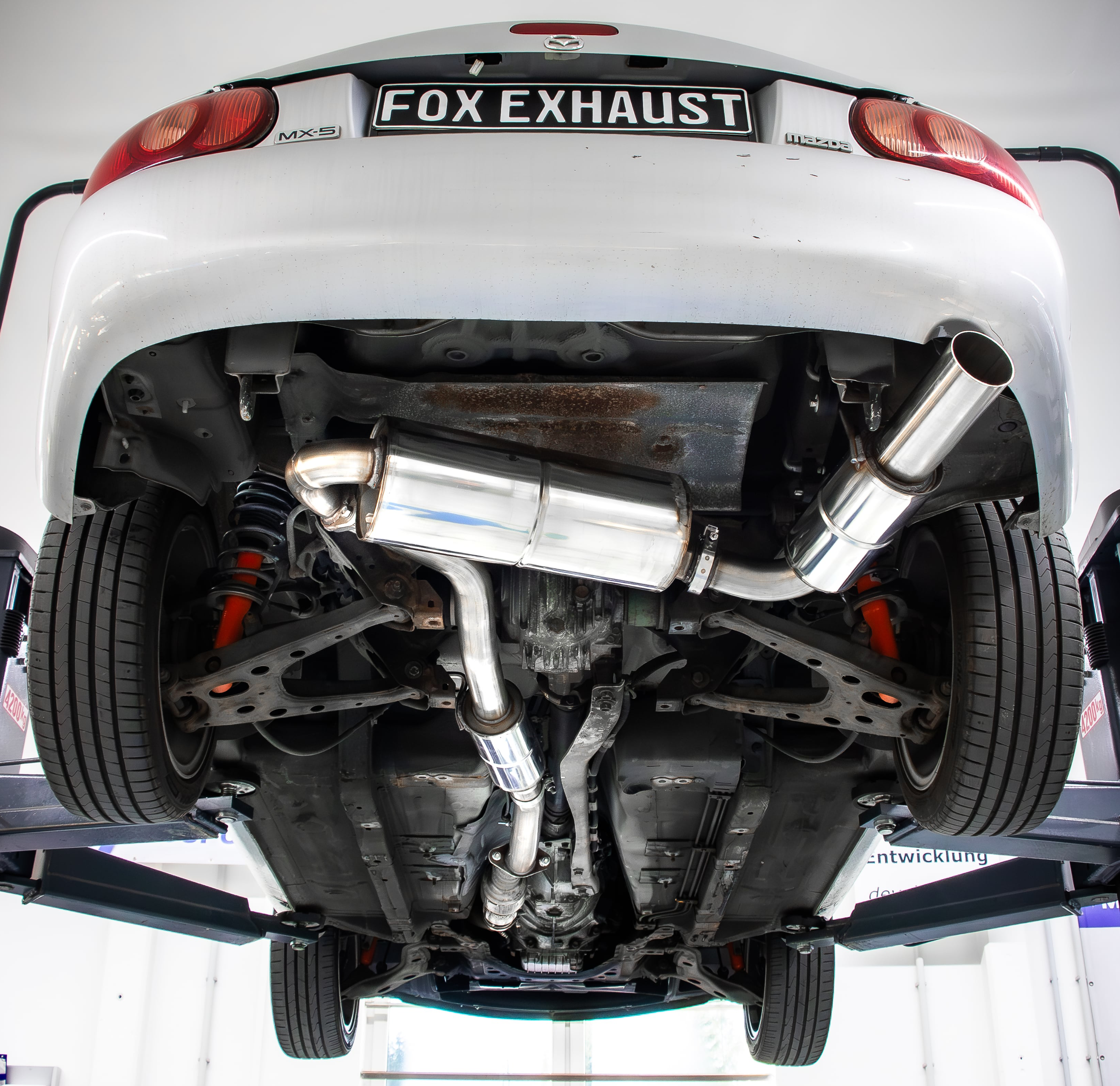 Fox passend für Mazda MX5 NB - JDM Optik JDM Anlage bestehend aus End-, Mittel und Vorschalldämpfer - Endrohr 1x90mm Typ 10