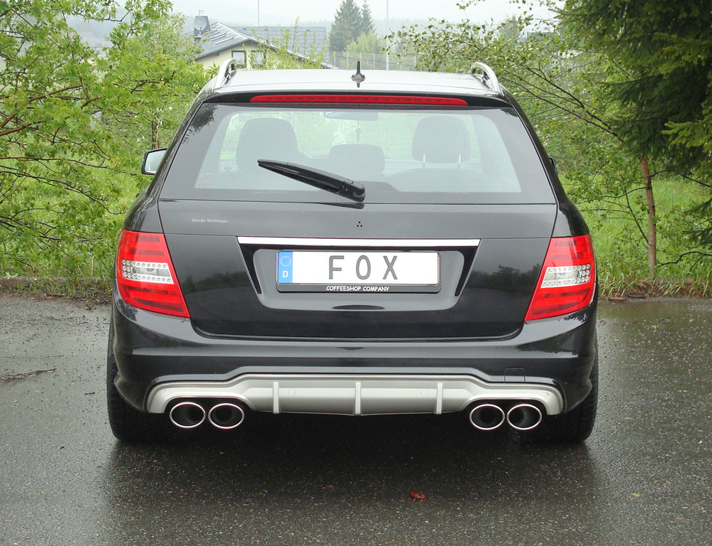 Fox passend für Mercedes C-Klasse 4 Zylinder - 204 AMG-P. + C63 Diff. Endschalldämpfer rechts/links mit Y-Verbindungsstück - 2x115x85 Typ 32 rechts/links