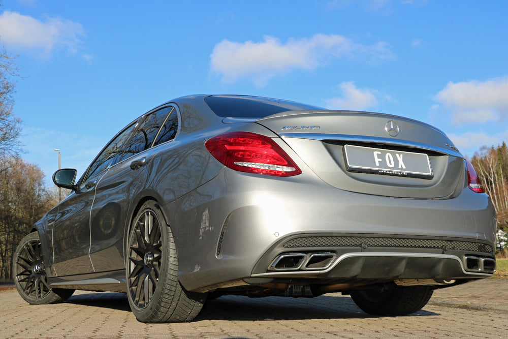 Fox passend fürMercedes C-Klasse 205 AMG C63 S Endschalldämpfer rechts/links inkl. Abgasklappen - Endrohre sitzen in der originalen Stoßstange - Für Fahrzeuge mit originaler Performance Anlage