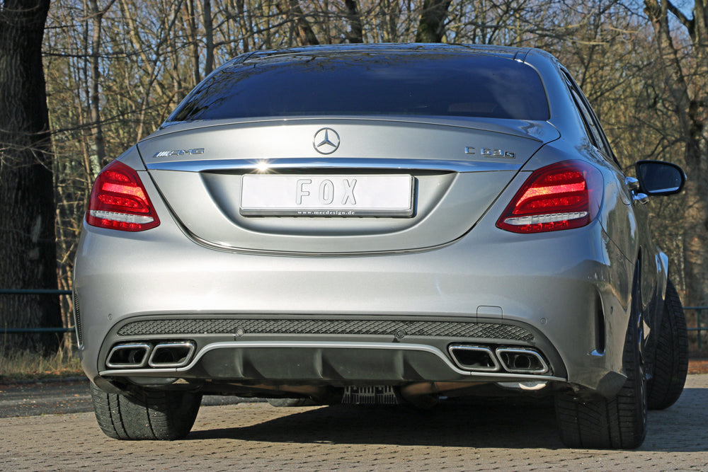 Fox passend fürMercedes C-Klasse 205 AMG C63 S Endschalldämpfer rechts/links inkl. Abgasklappen - Endrohre sitzen in der originalen Stoßstange - Für Fahrzeuge mit originaler Performance Anlage