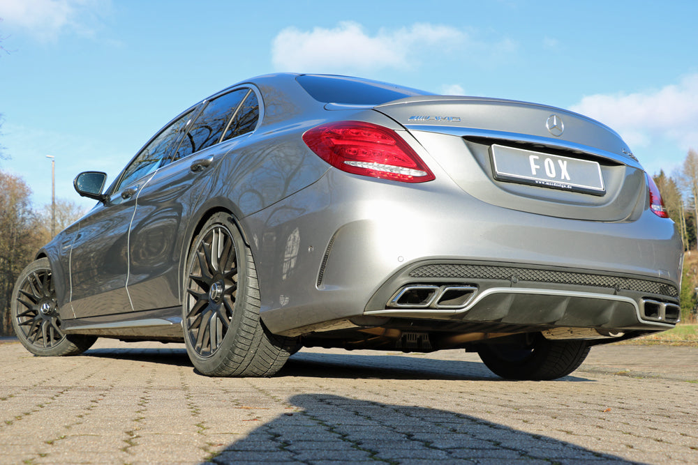 Fox passend fürMercedes C-Klasse 205 AMG C63 S Endschalldämpfer rechts/links inkl. Abgasklappen - Endrohre sitzen in der originalen Stoßstange - Für Fahrzeuge mit originaler Performance Anlage