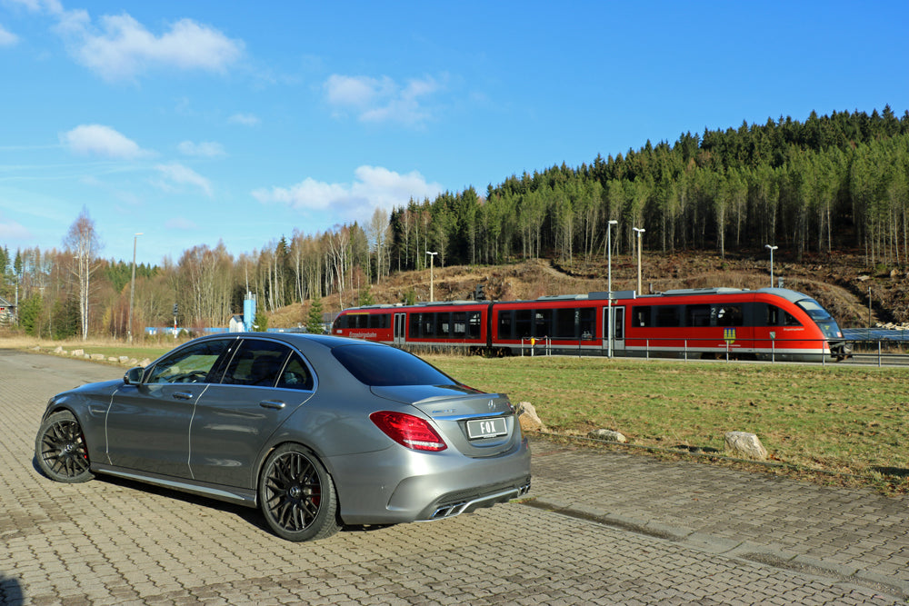 Fox passend fürMercedes C-Klasse 205 AMG C63 S Endschalldämpfer rechts/links inkl. Abgasklappen - Endrohre sitzen in der originalen Stoßstange - Für Fahrzeuge mit originaler Performance Anlage