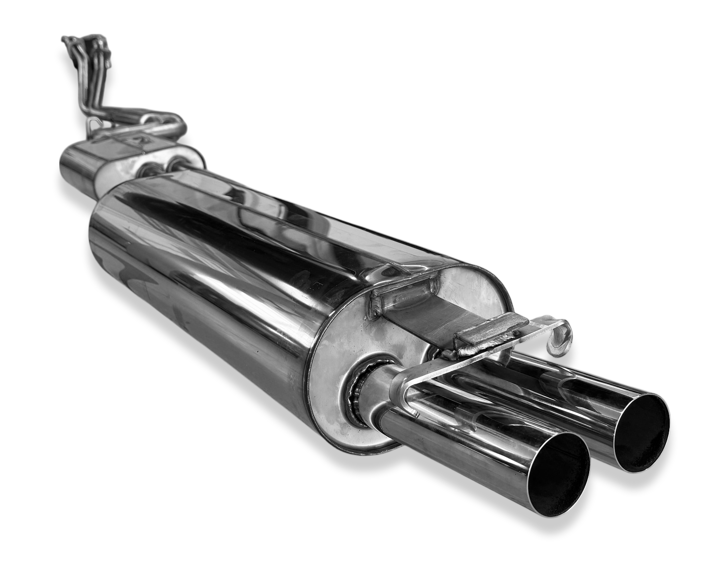 Fox passend fürMercedes W123/S123 - 6 Zylinder Komplettanlage ab Motor, bestehend aus End, Mittel- und Vorschalldämpfer mit Krümmerrohren - 2x55 Typ 10