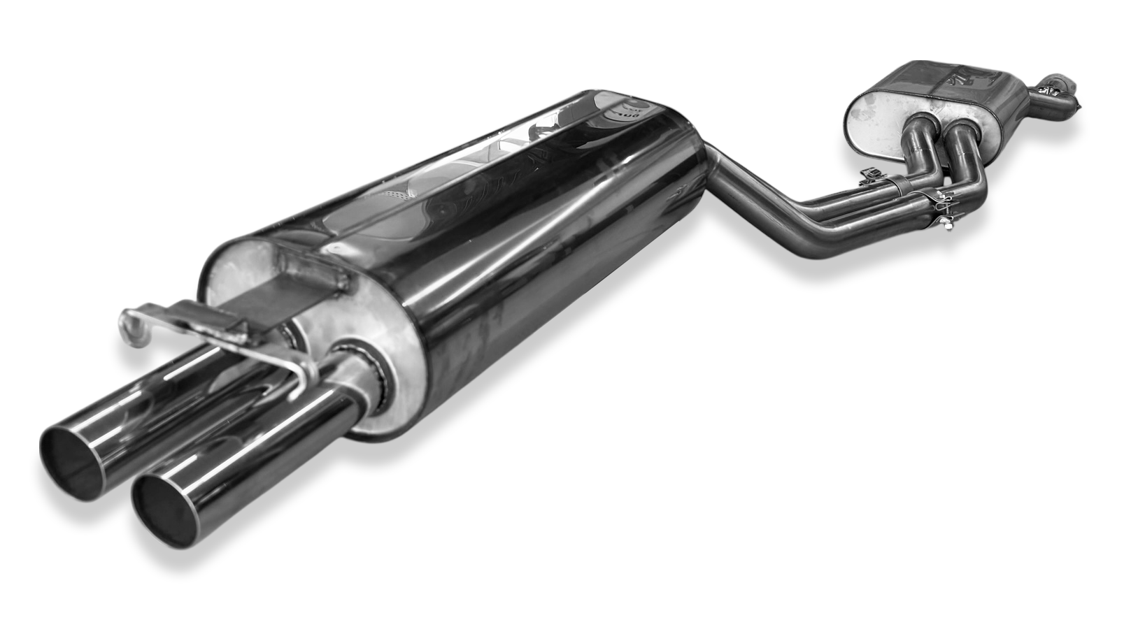 Fox passend fürMercedes W123/S123 - 4 Zylinder Halbanlage ab Kat, bestehend aus End und Vorschalldämpfer - 2x55 Typ 10