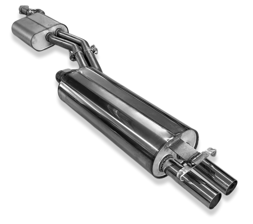 Fox passend für Mercedes W123/S123 - 4 Zylinder Halbanlage ab Kat, bestehend aus End und Vorschalldämpfer - 2x55 Typ 10