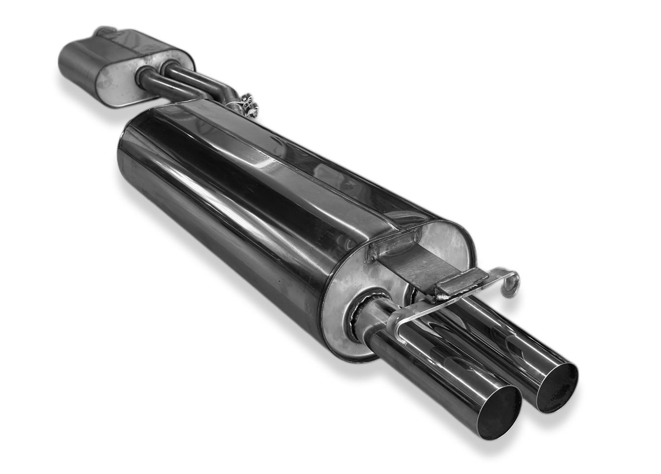 Fox passend fürMercedes W123/S123 - 4 Zylinder Halbanlage ab Kat, bestehend aus End und Vorschalldämpfer - 2x55 Typ 10