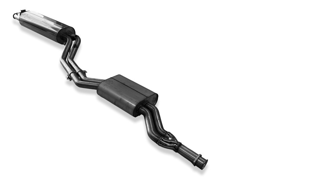 Fox passend fürMercedes W123/S123 - 4 Zylinder Halbanlage ab Kat, bestehend aus End und Vorschalldämpfer - 2x55 Typ 10