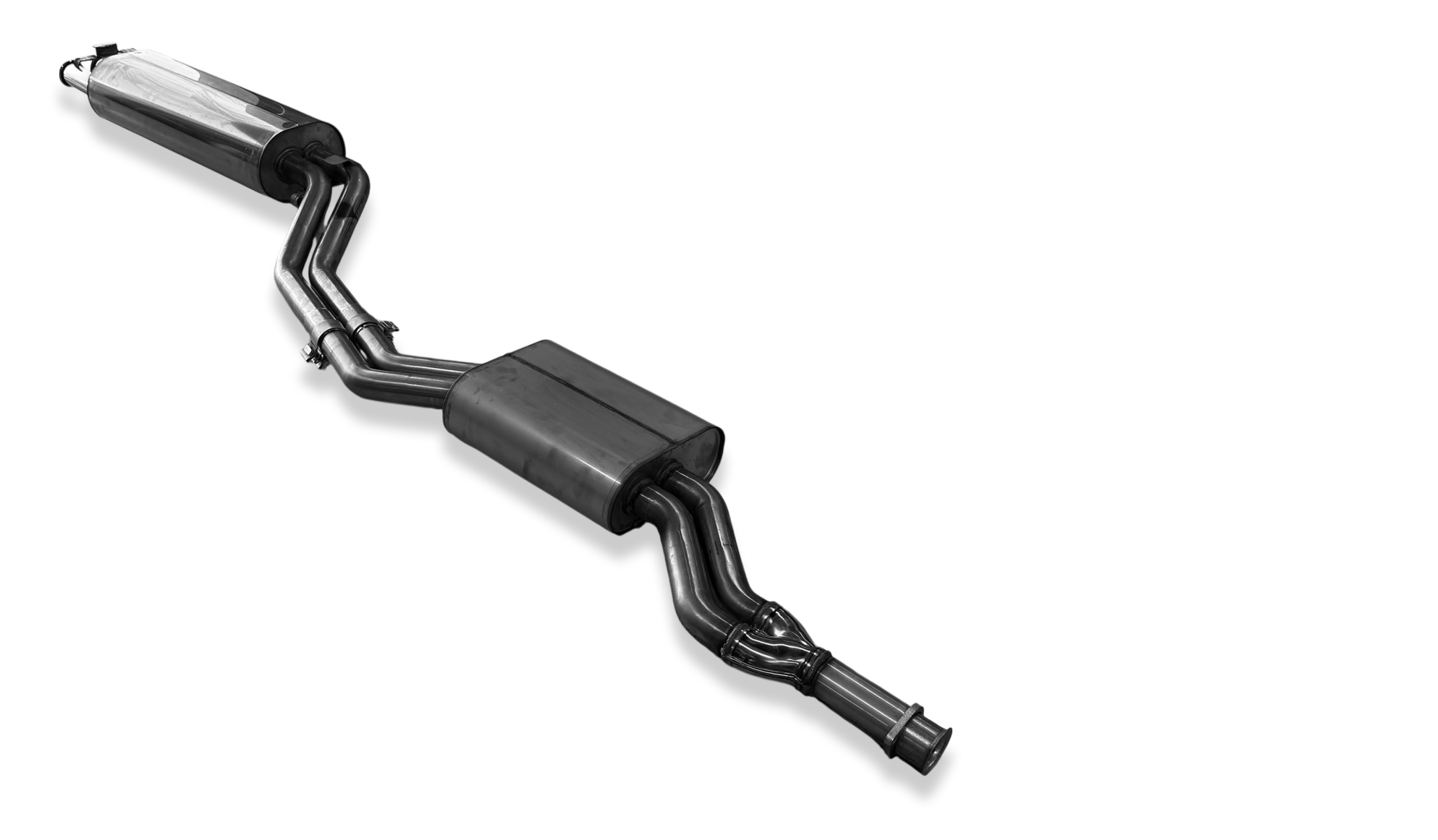 Fox passend fürMercedes W123/S123 - 4 Zylinder Halbanlage ab Kat, bestehend aus End und Vorschalldämpfer - 2x55 Typ 10