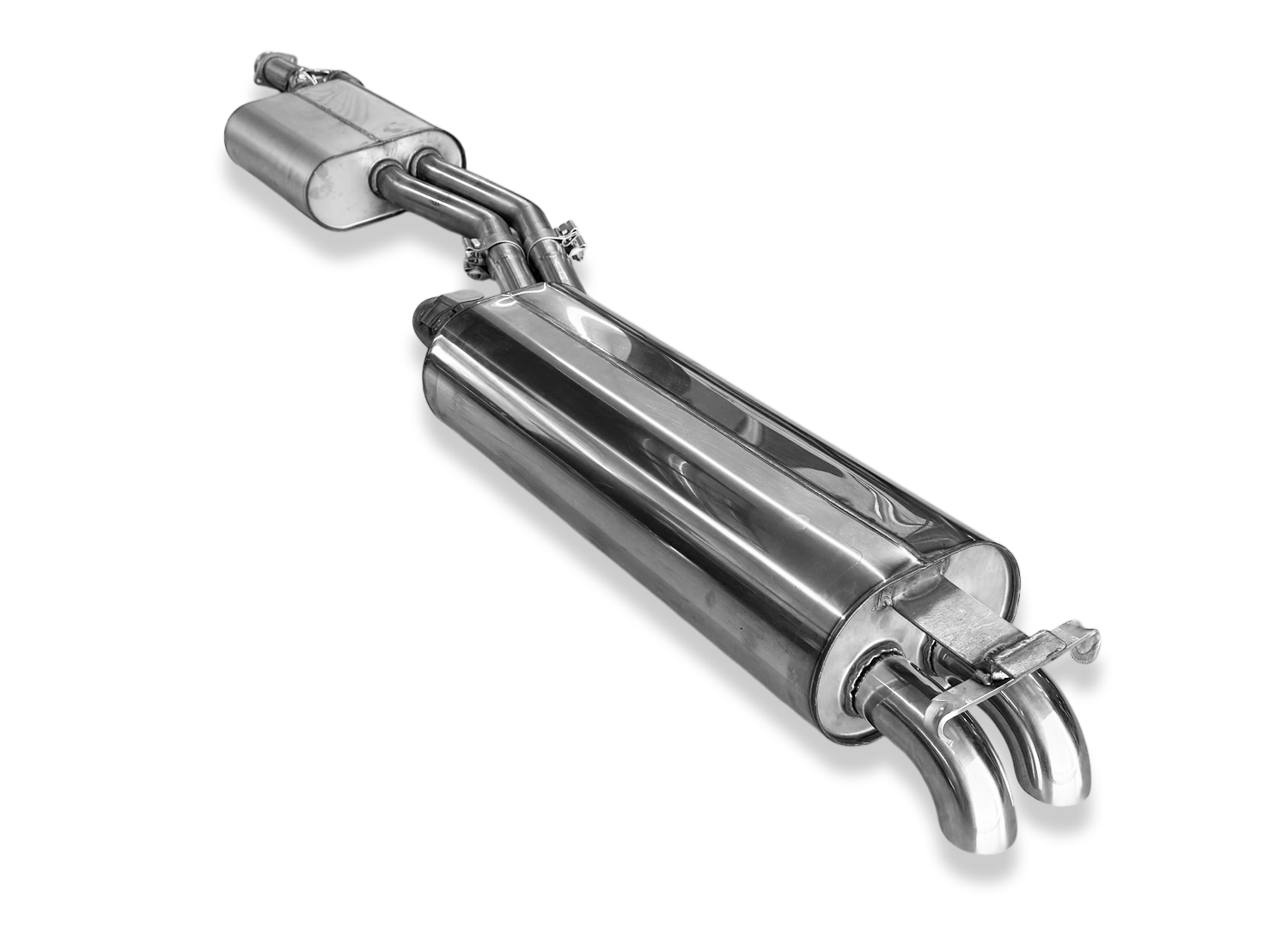 Fox passend fürMercedes W123/S123 - 4 Zylinder Halbanlage ab Kat, bestehend aus End und Vorschalldämpfer - 2x55 Typ 26