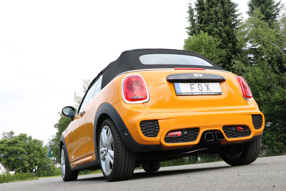 Fox passend für Mini Cooper S - F56 & F57 Endschalldämpfer Ausgang mittig - 2x95x78 Typ 68 Schwarz