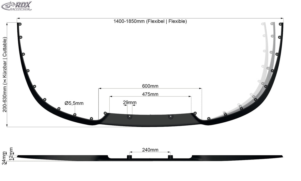 RDX Universal Spoilerlippe CUP2.0 Frontspoiler Cup Spoiler Lippe Schwert