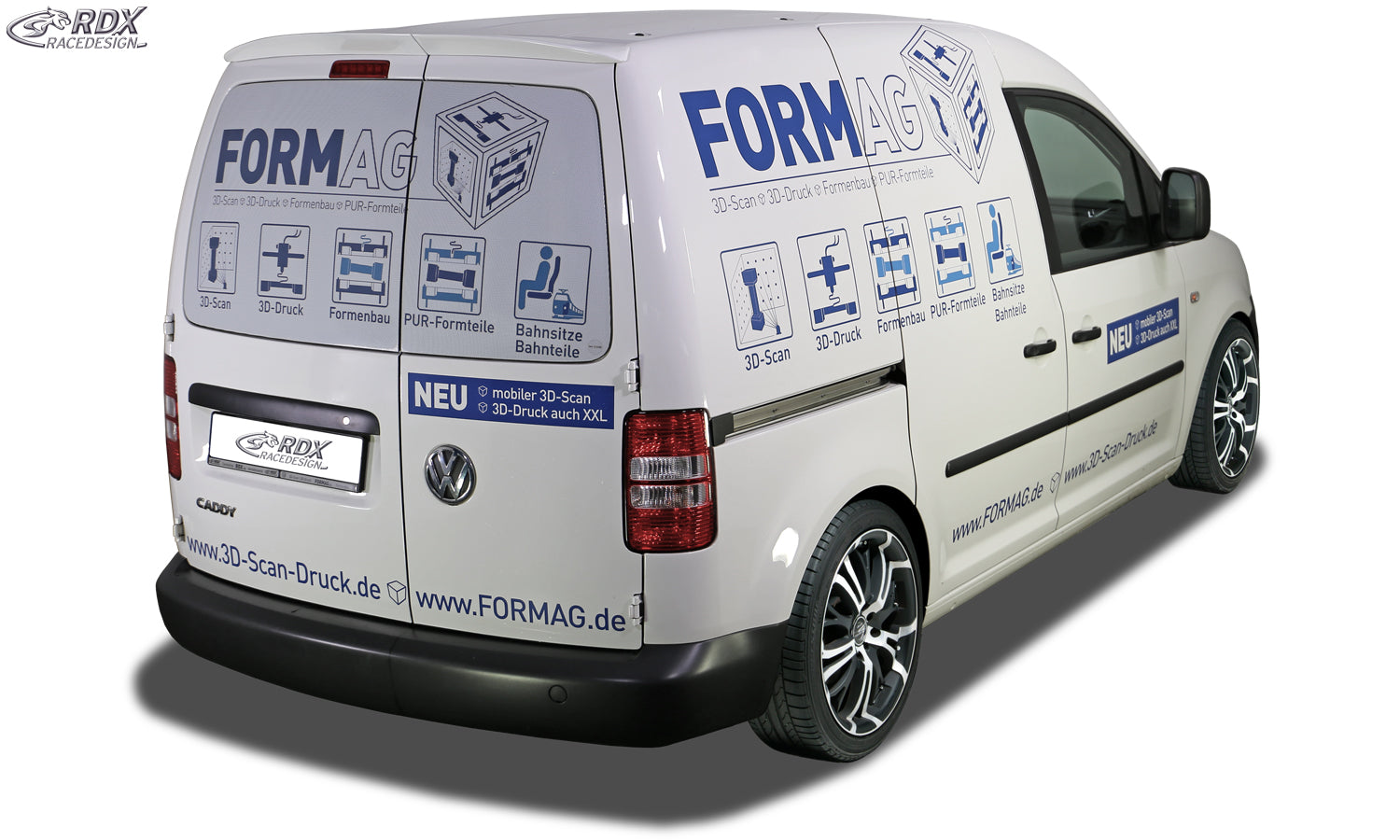 RDX Dachspoiler für VW Caddy 2K mit geteilter Heckklappe Flügeltüren Heckspoiler Spoiler Flügeltürer