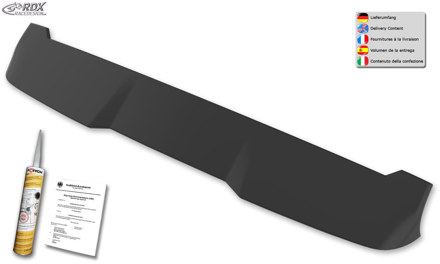 RDX Dachspoiler für FIAT Ducato, CITROEN Jumper, OPEL Movano, PEUGEOT Boxer, TOYOTA ProAce Max, RAM ProMaster (H1) Heckspoiler Spoiler