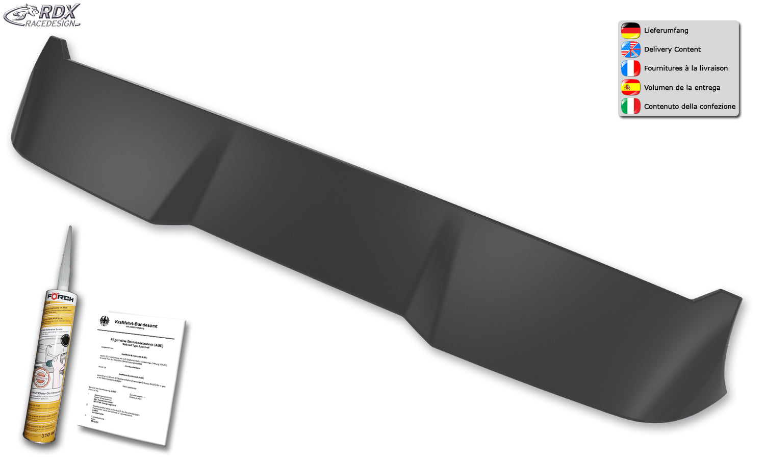 RDX Dachspoiler für FIAT Ducato, CITROEN Jumper, OPEL Movano, PEUGEOT Boxer, TOYOTA ProAce Max, RAM ProMaster (H2) Heckspoiler Spoiler