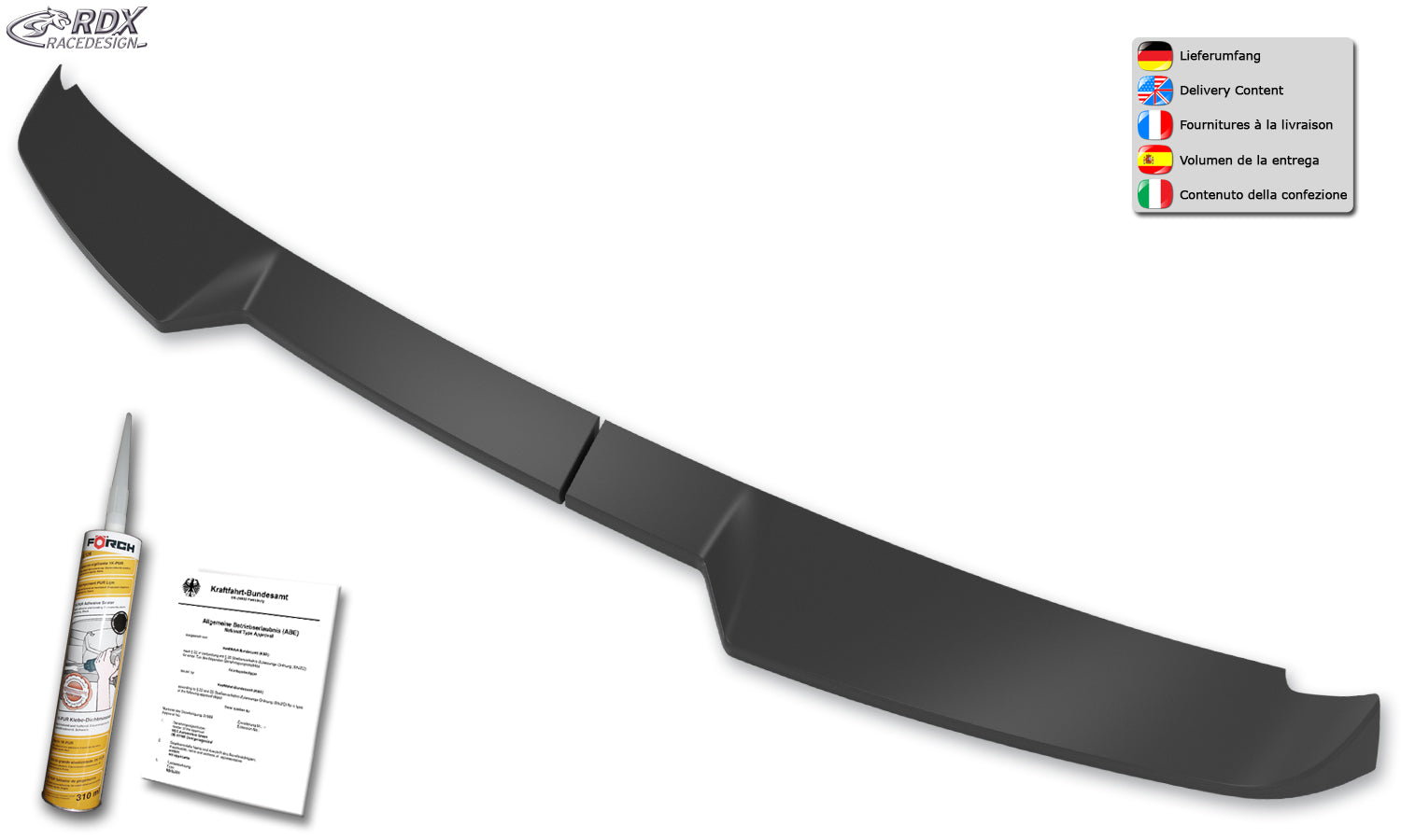 RDX Dachspoiler für VW Caddy SB 2K 2KN (2020+) & FORD Tourneo Connect SK SKN (2022+) mit geteilter Heckklappe Flügeltüren Heckspoiler Spoiler Flügeltürer