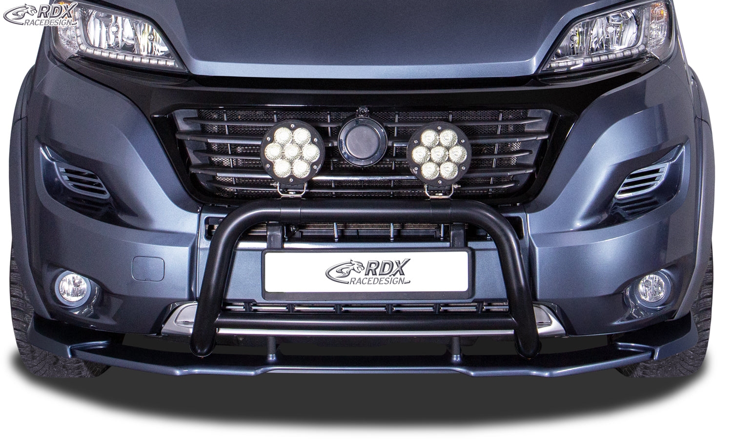 RDX Frontspoilerlippe VARIO-X für FIAT Ducato (250 / 2014+) & CITROEN Jumper (Y, 250L / 2014+) & OPEL Movano (Y / 2021+) & PEUGEOT Boxer (Y / 2014+) & RAM ProMaster (2013+) (passend für die Modelle mit Radlaufverbreiterungen, z.B. Maxi) Spoilerlippe