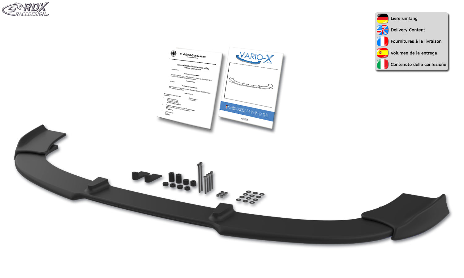 RDX Frontspoilerlippe VARIO-X für BMW 5er E60 / E61 -2006 (M-Technik Frontstoßstange) Frontlippe Front Ansatz Vorne Spoilerlippe
