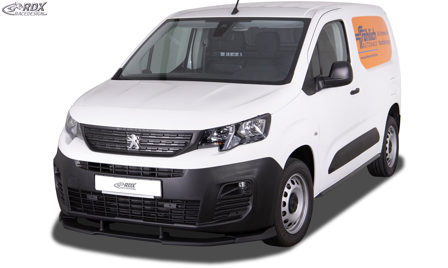 RDX Frontspoilerlippe VARIO-X für CITROEN Berlingo, PEUGEOT Partner & Rifter, OPEL Combo, TOYOTA ProAce City (Typ E, 2018+) Frontlippe Front Ansatz Vorne Spoilerlippe