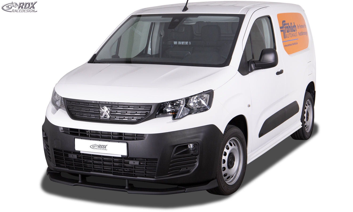 RDX Frontspoilerlippe VARIO-X für CITROEN Berlingo, PEUGEOT Partner & Rifter, OPEL Combo, TOYOTA ProAce City (Typ E, 2018+) Frontlippe Front Ansatz Vorne Spoilerlippe
