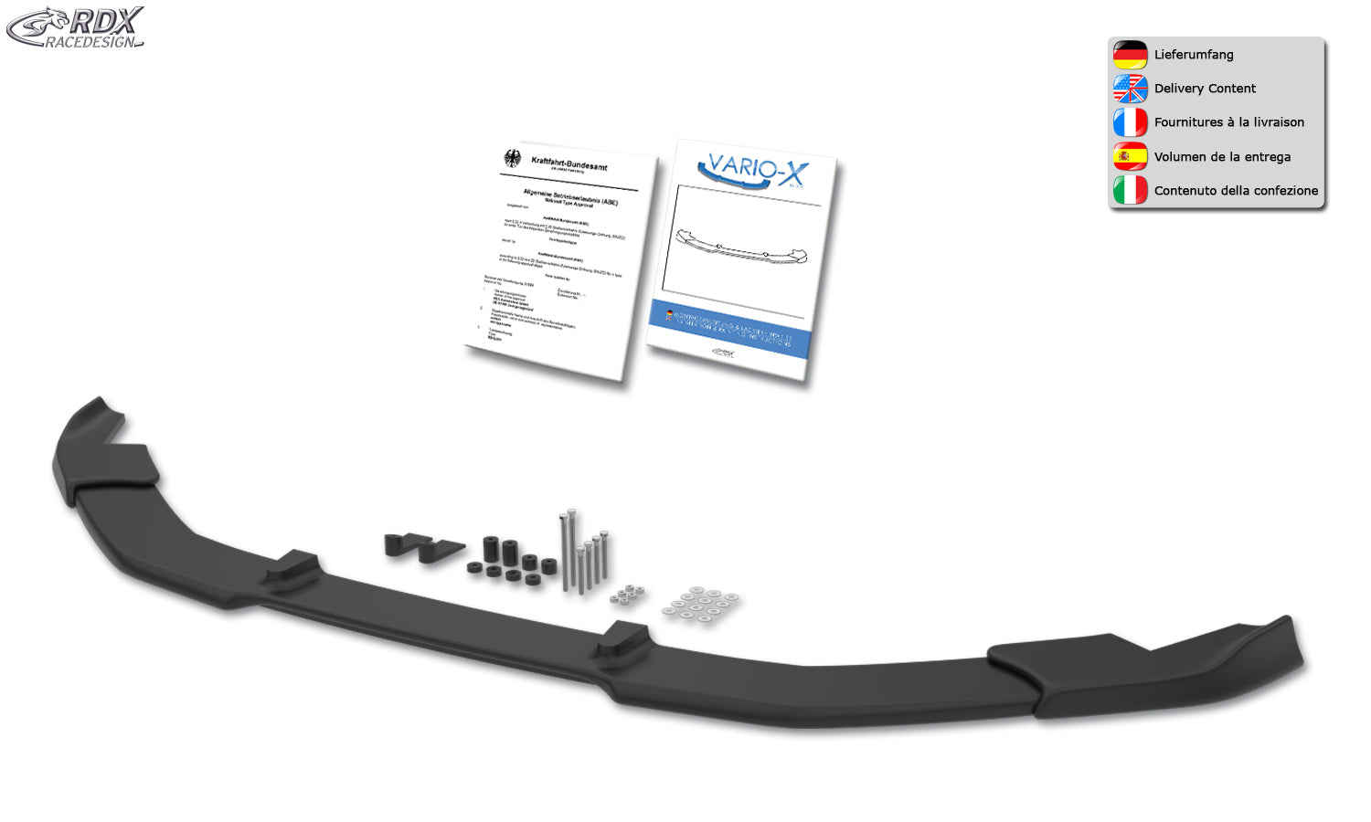 RDX Frontspoiler VARIO-X für HYUNDAI H-1 / H300 / i800 (TQ / 2018+) Frontlippe Front Ansatz Vorne Spoilerlippe