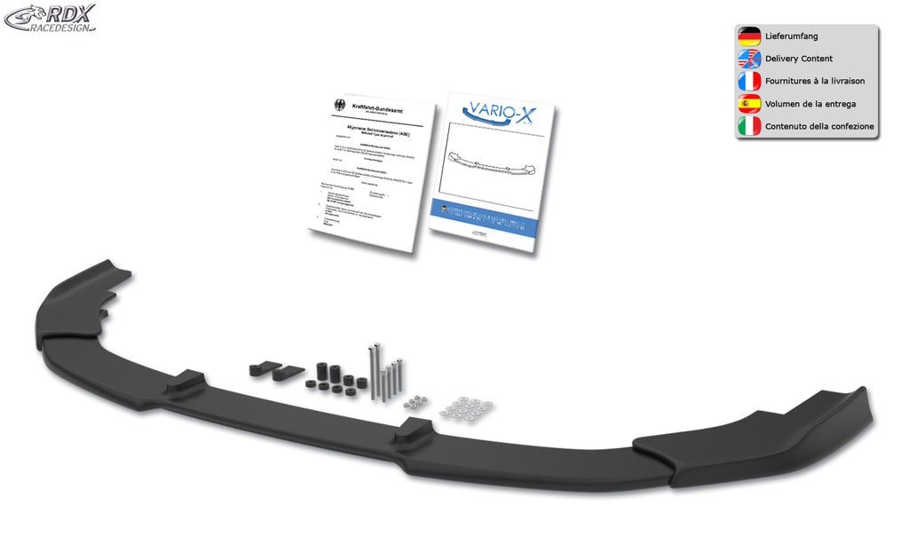 RDX Frontspoilerlippe VARIO-X für VW Passat (CJ / B9 / 2024+) Frontlippe Front Ansatz Vorne Spoilerlippe