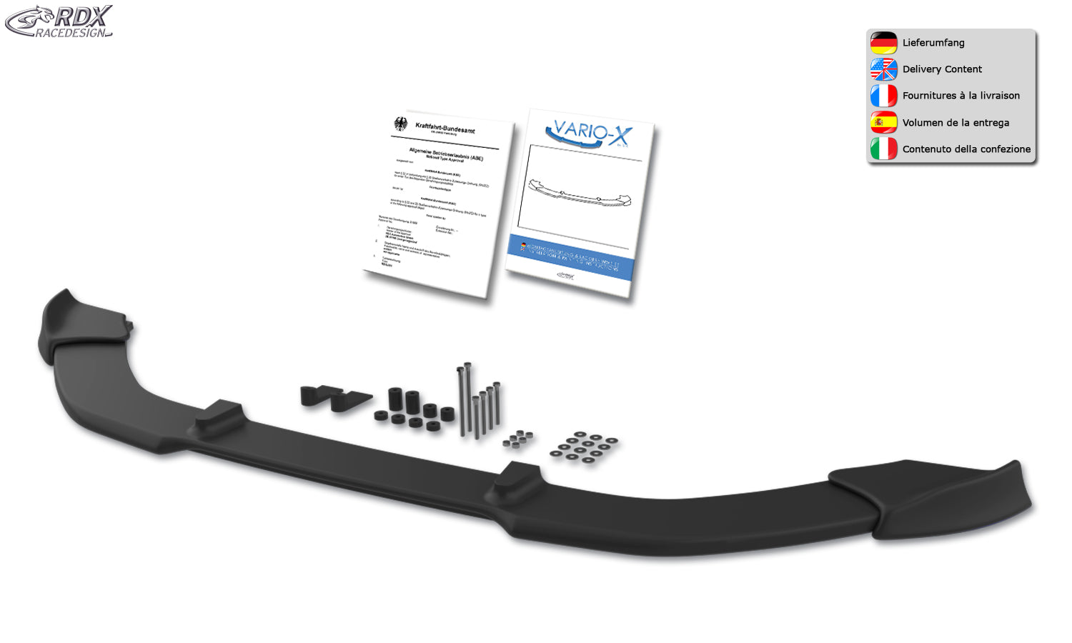 RDX Frontspoilerlippe VARIO-X für MINI Cooper S F55/F56/F57 2014+ Frontlippe Front Ansatz Vorne Spoilerlippe