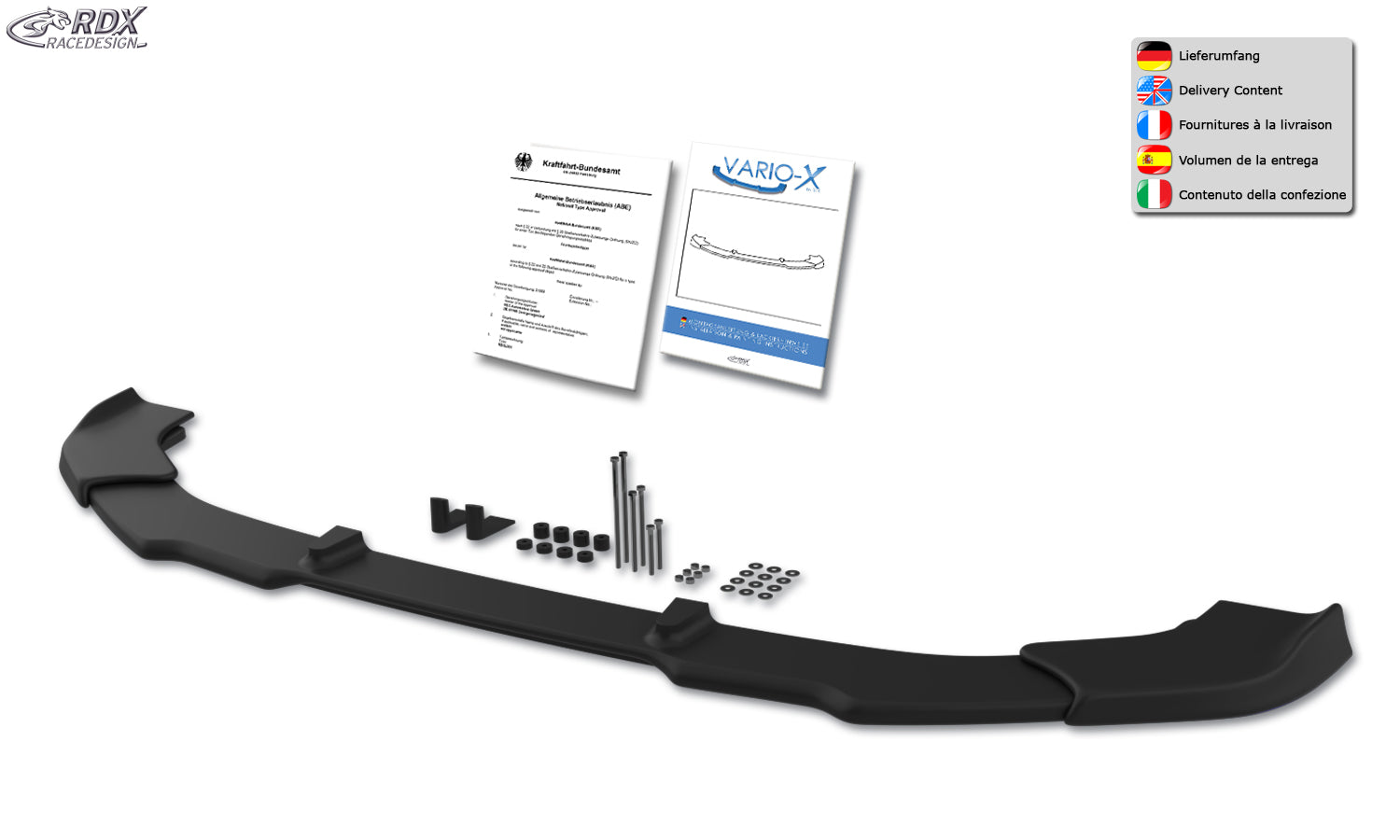RDX Frontspoilerlippe VARIO-X für BMW M4 F82 / F83 Frontlippe Front Ansatz Vorne Spoilerlippe