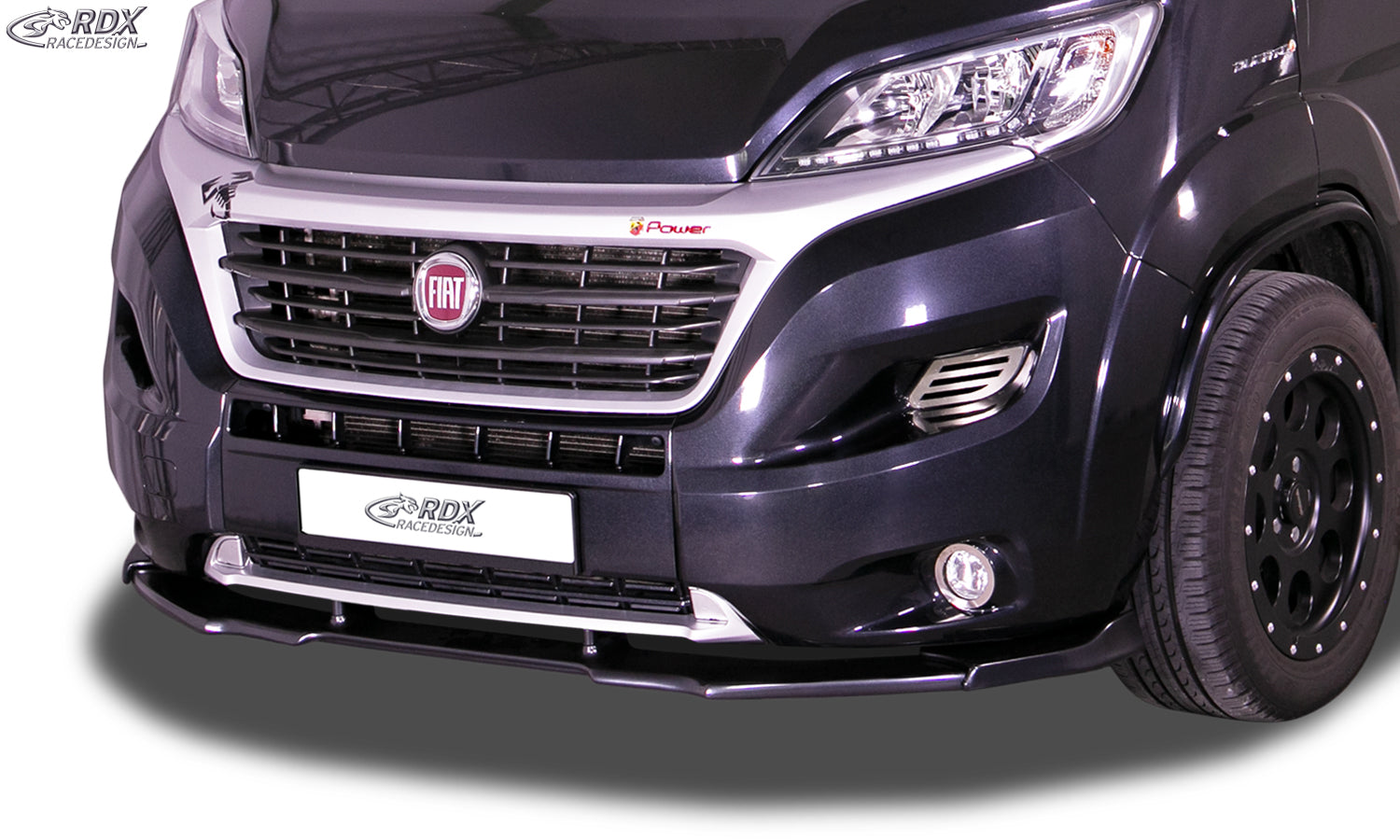 RDX Frontspoilerlippe VARIO-X für FIAT Ducato (250 / 2014+) & CITROEN Jumper (Y, 250L / 2014+) & OPEL Movano (Y / 2021+) & PEUGEOT Boxer (Y / 2014+) & RAM ProMaster (2013+) Frontlippe Front Ansatz Vorne Spoilerlippe