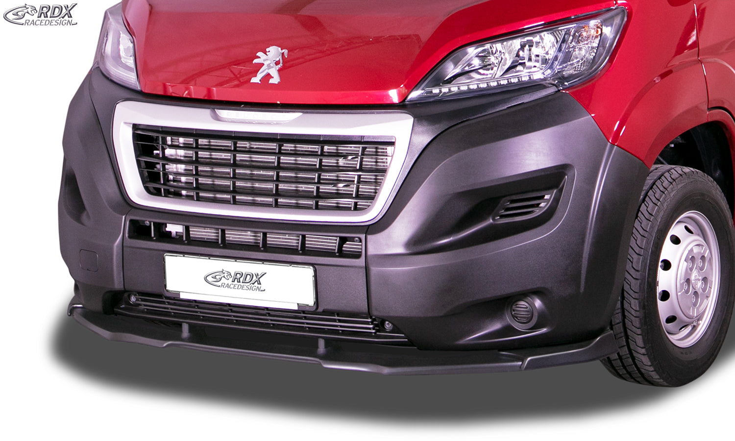 RDX Frontspoilerlippe VARIO-X für FIAT Ducato (250 / 2014+) & CITROEN Jumper (Y, 250L / 2014+) & OPEL Movano (Y / 2021+) & PEUGEOT Boxer (Y / 2014+) & RAM ProMaster (2013+) Frontlippe Front Ansatz Vorne Spoilerlippe