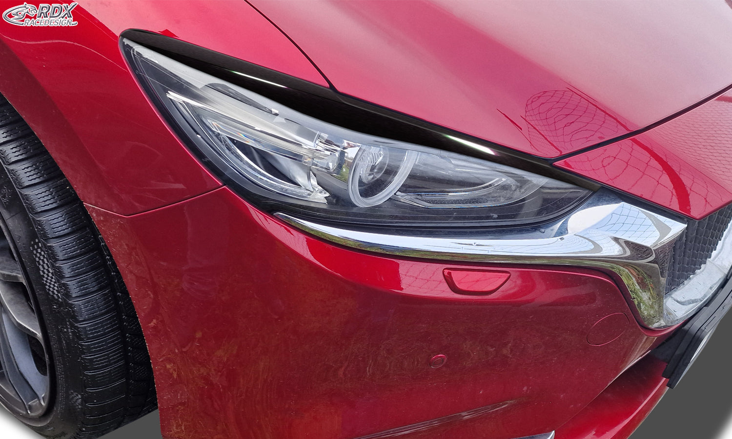 RDX Scheinwerferblenden für MAZDA 6 (GJ / GL / 2018-2024) schwarz glänzend Böser Blick