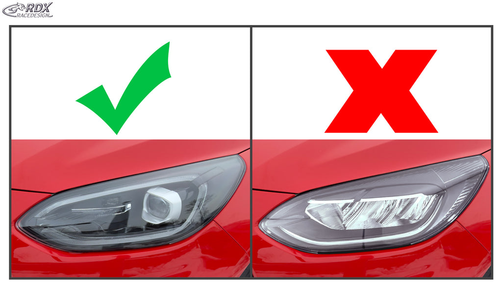 RDX Scheinwerferblenden für FORD Fiesta (MK8 / 2022-2024) LED-Matrix, schwarz glänzend Böser Blick